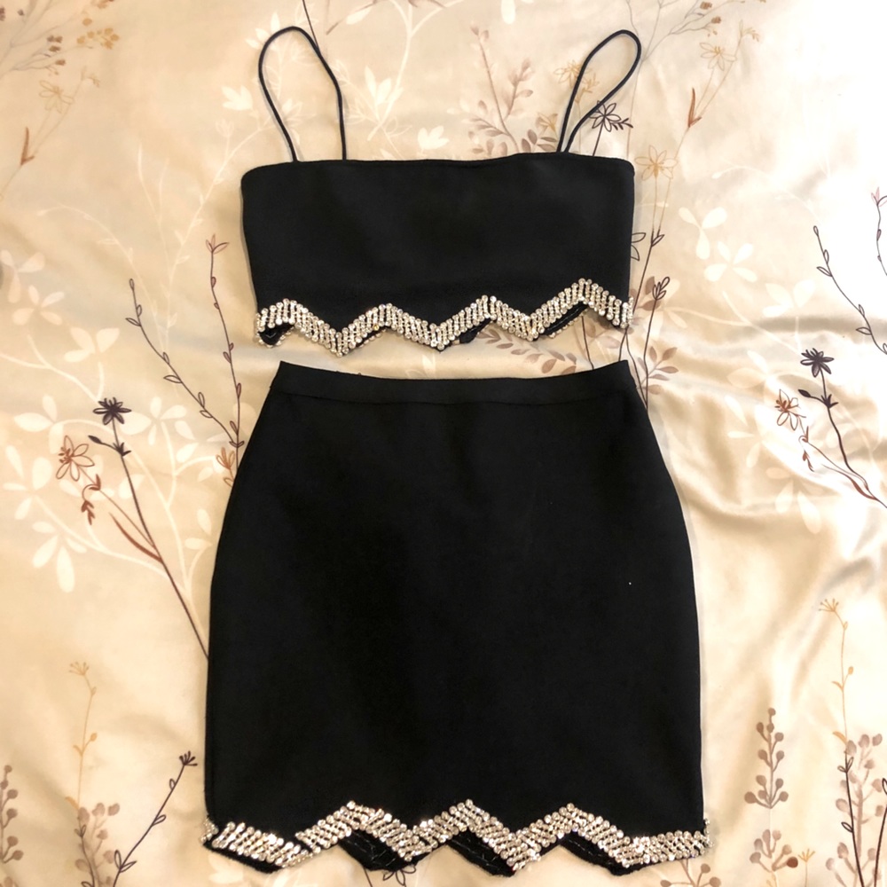 Fashion Nova Skirt Set with Rhinestones